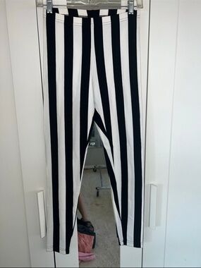 American Apparel Black and White Striped Leggings